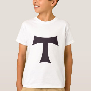 Camiseta Arte do Símbolo da Fé Tau Cruz Franciscana