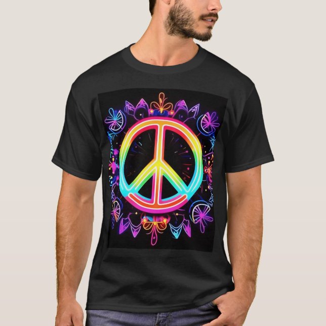 Camiseta Arte do Símbolo da Paz Arco-íris (Frente)