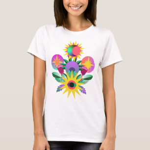 Camiseta Arte do Símbolo Floral Olho Celestial