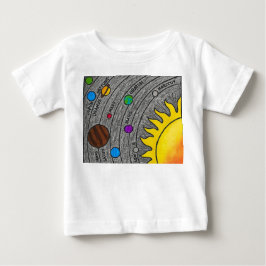 Camiseta Arte do Sistema Solar Desenhada à Mão – Aprenda Es