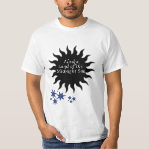 Camiseta Arte do Sol da Meia-Noite Negro do Alasca