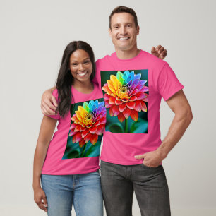 Camiseta Arte do Sonho Petal do Arco-Íris Vibrante
