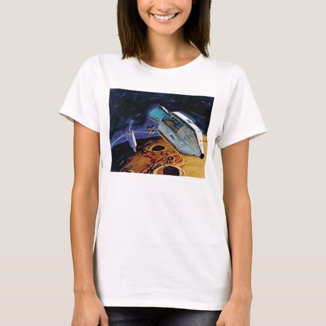 Camiseta Arte do Subsatélite da Apollo 15 da NASA em Órbita (Frente)