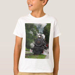 Camiseta arte dos carris do comboio a vapor das estações fe