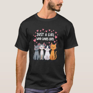Camiseta Arte dos Quatro Gatos Menina Tocante Ama Gatos