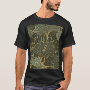 Camiseta Arte Dourada de Linha Luxuriosa Ginkgo