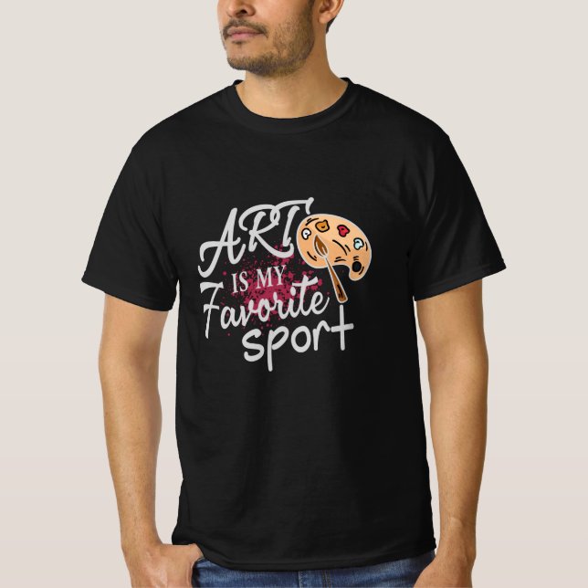 Camiseta Arte É O Meu Esportes Favorito, Lixo Vermelho (Frente)