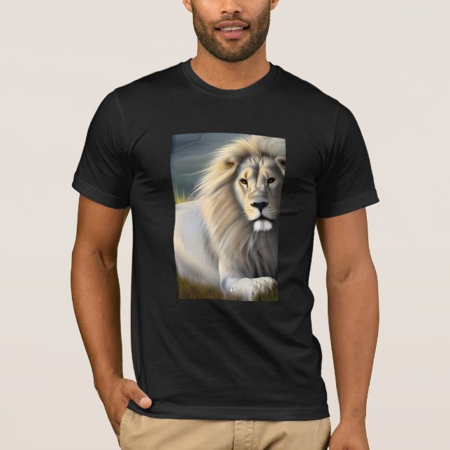 Camiseta Arte Eetérea do Leão Majestoso Branco (Frente)