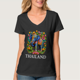 Camiseta Arte Elefante Com Flores De Lotus Bangkok Viagem