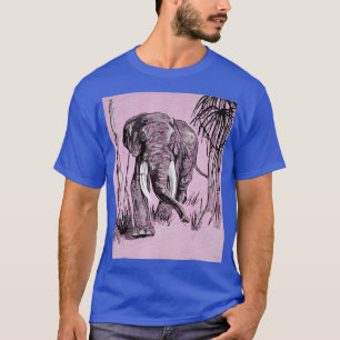 Camiseta Arte elefante em rosa e cinza
