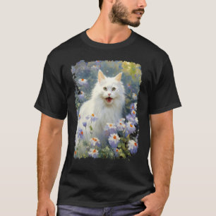 Camiseta Arte em Acrílico Gato Branco