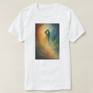 Camiseta Arte em Aquarela Abraço Celestial, Casal
