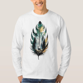 Camiseta Arte em Aquarela da Natureza com Pena de Floresta 