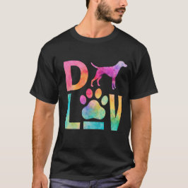 Camiseta Arte em Aquarela de Amor de Cachorro Colorido