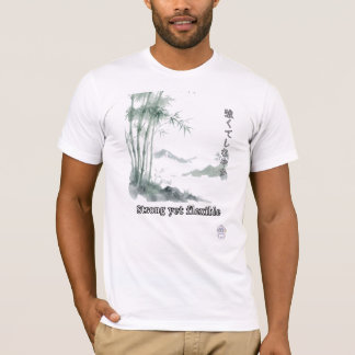 Camiseta Arte em Aquarela de Bambu Japonês