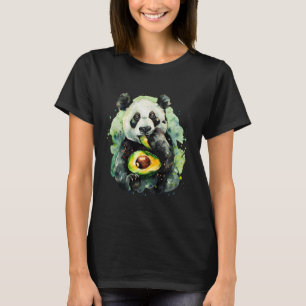 Camiseta Arte em Aquarela de Urso Panda de Abacate Fruta Ab