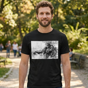 Camiseta Arte em Aquarela Preto e Branco de Elefante Bebê F