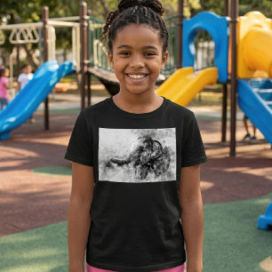 Camiseta Arte em Aquarela Preto e Branco de Elefante Bebê F