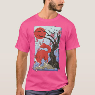Camiseta Arte Em Árvore De Flor De Fox Em Japão