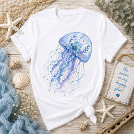 Camiseta Arte em Cerâmica Tema Floral Água-Viva