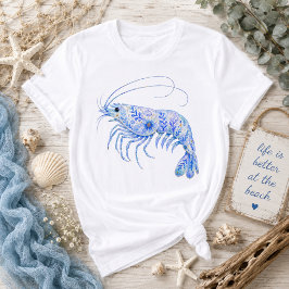 Camiseta Arte em Cerâmica Tema Floral Camarão