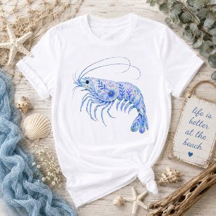 Camiseta Arte em Cerâmica Tema Floral Camarão