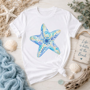 Camiseta Arte em Cerâmica Tema Floral Estrela do Mar