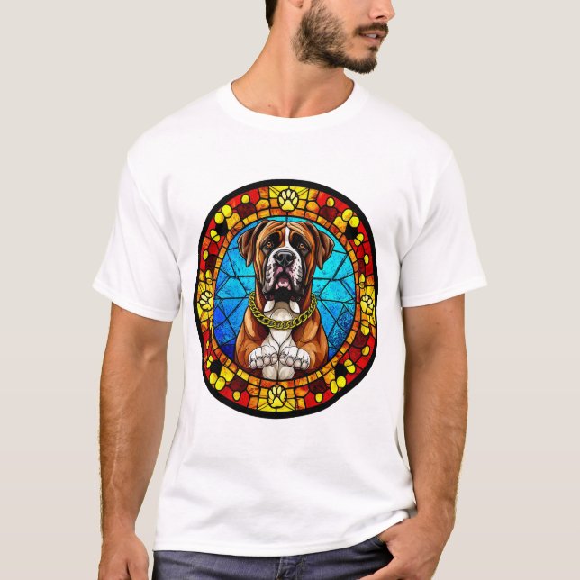 Camiseta Arte em estilo de vitral de cachorro (Frente)