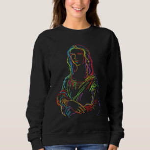 Camiseta Arte em linha abstrata da Mona Lisa néon