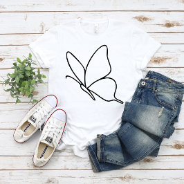 Camiseta Arte em Linha de Borboleta – Ilustração de Inseto 