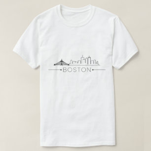 Camiseta Arte em Linha Elegante de Boston, Linha Urbana Mod