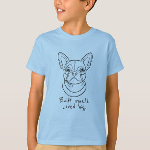 Camiseta Arte em linhas de Bulldog Francês. Construído Pequ