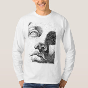 Camiseta Arte em Matriz Dot: Rosto Clássico em Marble