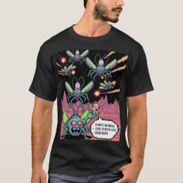 Camiseta Arte em Pixel de Alienígenas Manti de Arcade Retrô
