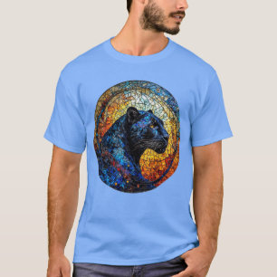 Camiseta Arte em Vidro Pintado Pantera Majestosa