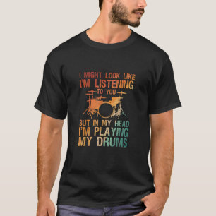 Camiseta Arte engraçada de baterista para homens e mulheres