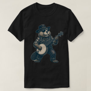 Camiseta Arte engraçada de bluegrass de castor vintage músi
