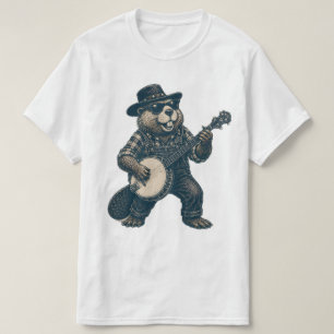 Camiseta Arte engraçada de bluegrass de castor vintage músi
