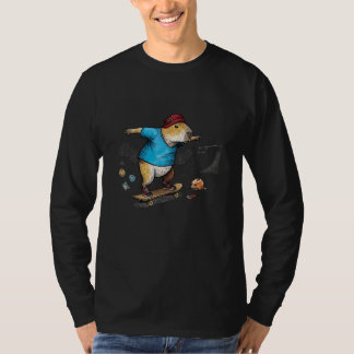 Camiseta Arte engraçada de capivara fazendo skate para meni