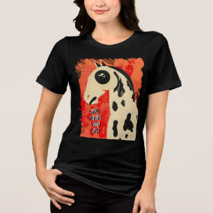 Camiseta Arte engraçada de cavalo com olhar de lado e texto