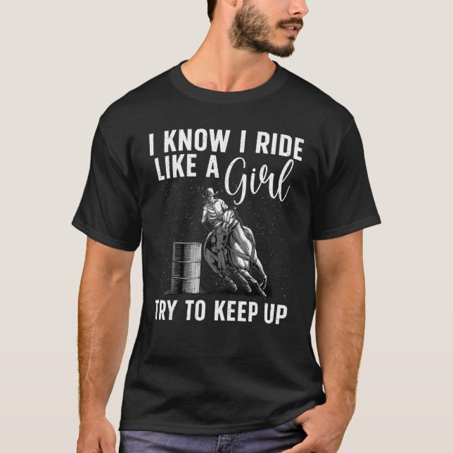 Camiseta Arte engraçada de corrida de barril para meninas e (Frente)