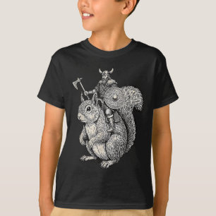 Camiseta Arte engraçada de guerreiro esquilo montando Vikin