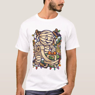 Camiseta Arte engraçada de Halloween de múmia embrulhando p
