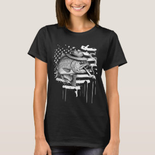Camiseta Arte engraçada de pescador ao ar livre fumando tru