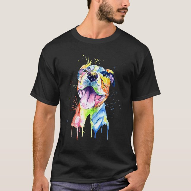 Camiseta Arte engraçada de Pit Bull Artística Pit Bull Fofa (Frente)