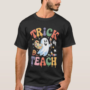 Camiseta Arte engraçada de professor fantasma, truque ou en