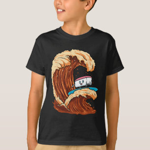 Camiseta Arte engraçada de surfista de sushi andando na ond