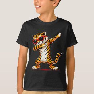 Camiseta Arte engraçada de tigre fazendo dab com óculos de