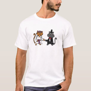 Camiseta Arte engraçada do casamento dos noivos dos gatos
