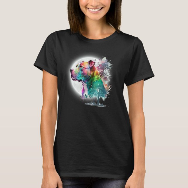Camiseta Arte engraçada do Pit Bull Artístico Pibble (Frente)